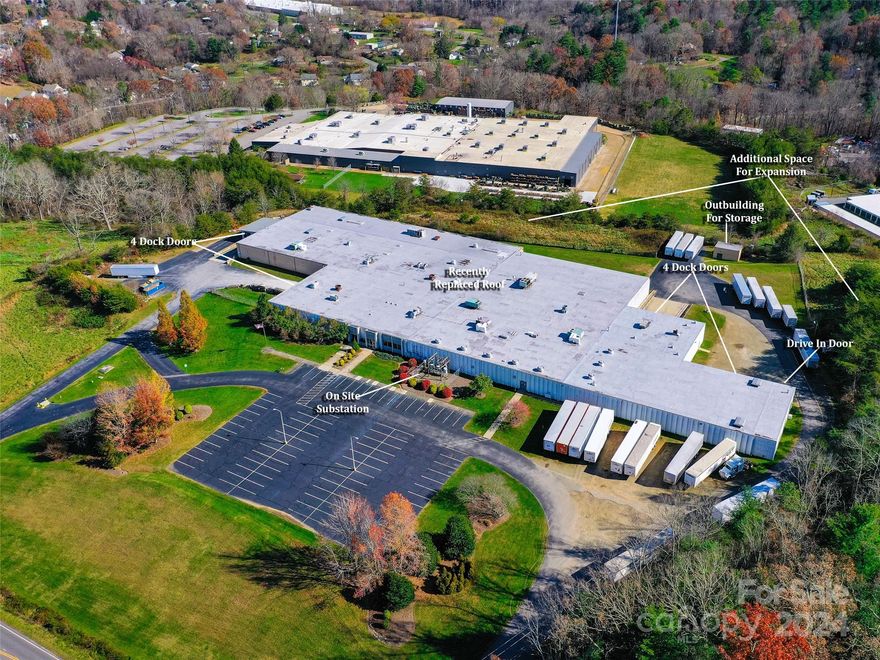 Do not miss this opportunity to invest in 110,572sf of well-maintained and highly flexible industrial manufacturing or warehousing space. Currently the majority is leased by a national tenant and 34,863 ft.² recently became vacant and is available for lease or owner occupancy. The property includes a recently resurfaced parking lot and driveway, updated LED lighting on the interior, recently replaced roof, a total of eight dock doors and one drive-in, updated rooftop heating and cooling systems, and numerous overhead crane systems throughout building. The building is fully sprinkled and has its own on-site electrical substation with the building currently being serviced with 400 amp service at 480V switchgear.  Also included is a stand alone out building.  The property also has additional acreage suitable for future expansion. With limited industrial inventory and lack of new construction opportunities, this facility will be an incredible investment with its proximity to I-26.