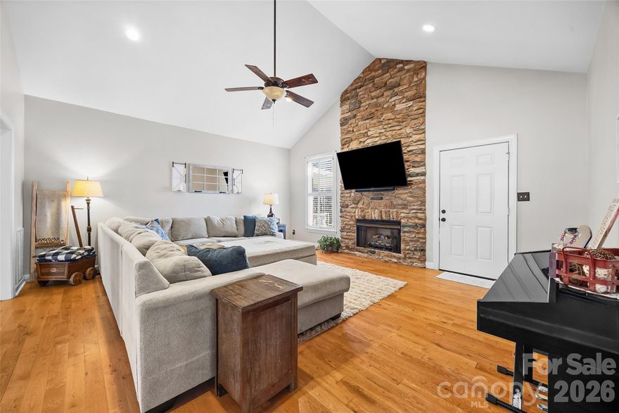 NEW PRICE! Country charm meets custom detail! 5 min to I77! Stunning all brick ranch w/ 9 ft ceilings offers the space you crave with a community where neighbors look after one another. Beautiful entryway into the Heart of the home-a gorgeous family room w/ vaulted ceilings. An impressive floor to ceiling stone fireplace, is THE focal point! Sizeable kitchen with an island & a cozy space for breakfast. Dining room open to the kitchen. Enjoy a split bedrooms for maximum privacy. Primary bedroom is a true sanctuary. Roomy & spacious for a King size set. 2 car rear detached garage with a "flex" room. Can be office/gym/school, or a cozy "book nook". Rare find in this neighborhood. Get your showing scheduled! List of updates in assoc docs.