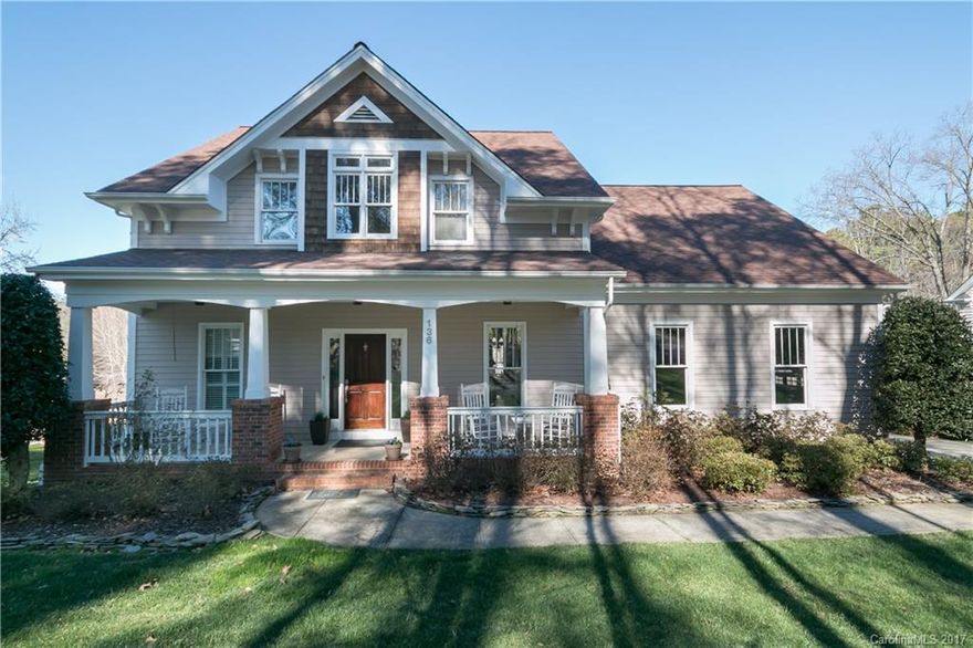 Waterfront home in culdesac has welcoming front porch, SS appls, wood floors & New Carpet. Open flrplan w/Main level Master & Office. Upstairs 3 BRs, (1 en-suite), Bonus w/WI storage & another Bath. Walk-out basement w/Full Bath, Rec/GR space & Bonus Room.  Quiet cove off the main channel with Dock/Slip/Lift. 2 newer HVAC units & 1 Heat pump (repl 2014). Newer Roof/Water heater. Lake-fed irrig w/new pump 2015.  Comm Pool/Tennis/Clubhouse/Playground & many clubs/events. Nearby Trump Nat'l Golf.