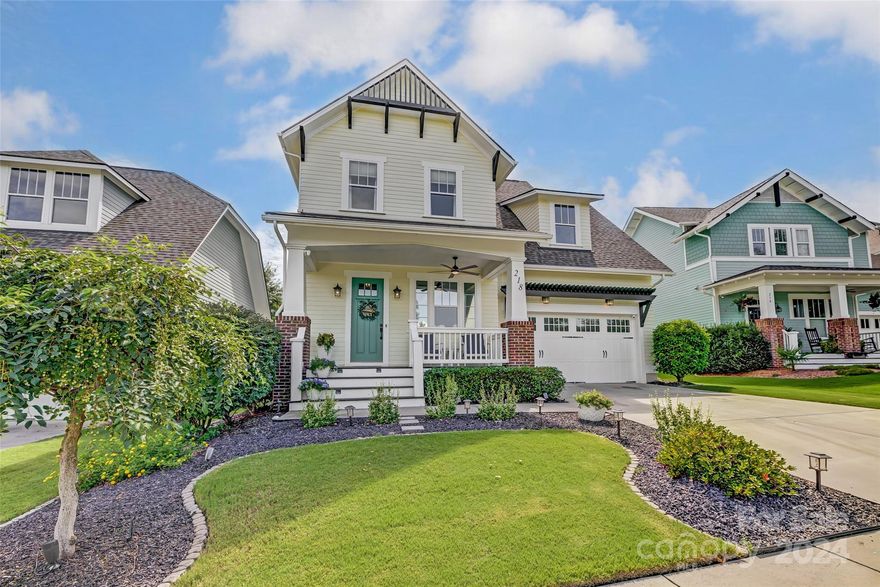 Welcome home to sought after Masons Bend. Located across from beautiful green space, this gorgeous residence boasts an open floor plan featuring a spacious kitchen w a center island, perfect for entertaining & everyday living. The first floor includes a convenient guest suite, while the second floor offers a luxurious primary suite, a large loft area, a separate storage room, plus three secondary bedrooms. Enjoy ten-foot ceilings on the first floor, complemented by a coffered ceiling in the family room, relax on the covered front & rear porches. The home has been updated w new flooring throughout, custom designer walls, & high-end fixtures. The garage includes a workspace & custom flooring, catering to all your practical needs.The community amenities are exceptional, offering a clubhouse, fitness equipment room, playground, two pools, access to the picturesque river trail. Located within the highly regarded Fort Mill School District, w an elementary school within walking distances.