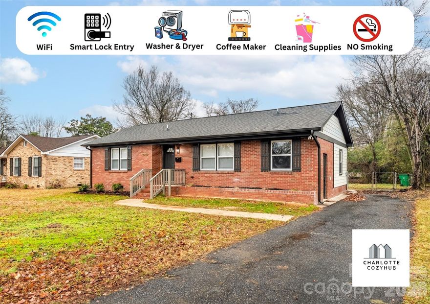 Enjoy the comfort and convenience in this spacious FULLY FURNISHED 3BR 2BA beautiful home with 3 King beds and modern furnishings. Fully equipped Kitchen with Stainless steel appliances, Dining area perfect for family meals, laundry, Fast Wi-Fi, and 2 smart TVs for entertainment. Located in a quiet neighborhood less than 15 mins from Uptown Charlotte and CLT Airport, making it ideal for families, groups, business travelers, and mid/long-term stays. Just 9 mins to Camp North End and under 15 mins to Concord Mills Mall and Northlake Mall, with easy access to dining, shopping, and major roads—an ideal home base.

Professionally managed for a comfortable stay. Washer and dryer included. Rent includes all utilities (Electricity, Water, Internet) and lawn maintenance.

Lease Term: Minimum 1 month and upto 1 year.

Please note that the property also has a separate guest house (ADU) located behind the main home, which is rented separately. Each unit has its own private entrance and no shared indoor spaces to ensure privacy for residences.