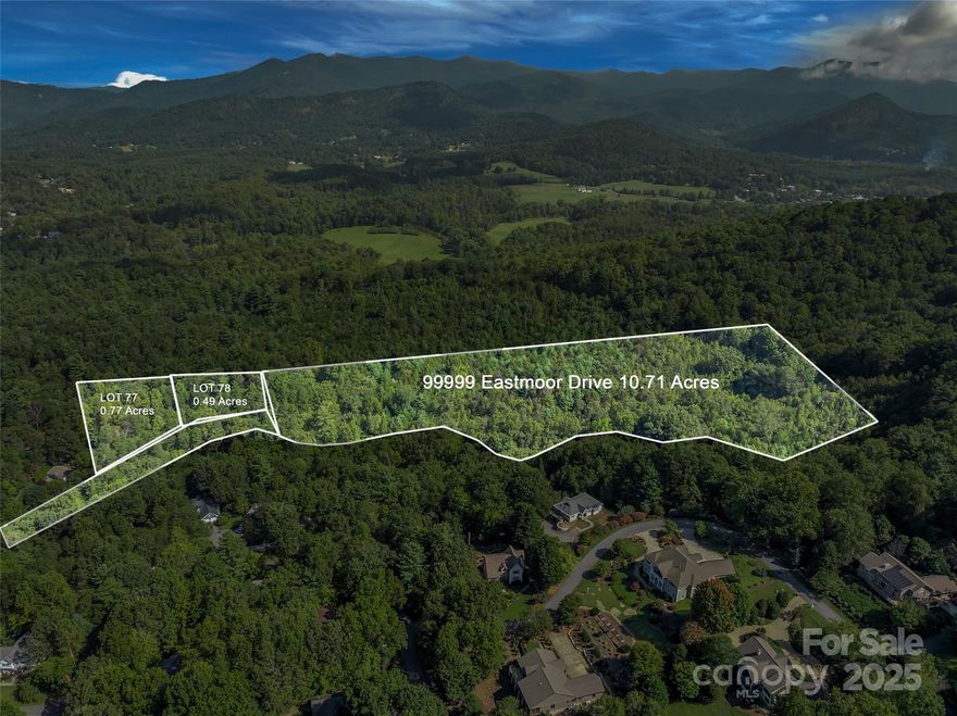 Incredible Investor Opportunity – Approx. 12 Acres in East Asheville!
Don't miss your chance to own nearly 12 acres just minutes from downtown Asheville. This unique offering includes three side-by-side lots—two within an established HOA community (Lot 77: 0.77 acres & Lot 78: 0.49 acres), and a 10.71-acre lot, providing added flexibility and privacy. Whether you're looking to build your dream home, invest in multiple homesites, or enjoy a private estate, this property offers endless possibilities. Nestled in a peaceful, natural setting, enjoy the tranquility of the mountains while being just a short drive from all that Asheville has to offer. Don't miss this rare opportunity to own a substantial piece of land in one of Asheville’s most desirable locations.