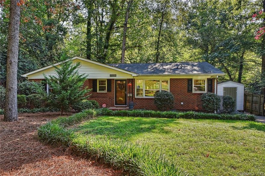 Renovated brick ranch in popular Starmount neighborhood. Inviting floorplan, spacious rooms and beautiful hardwood flooring in living room and bedrooms. Kitchen features new tile flooring, quartz countertops, glass tile back splash and stainless appliances including double oven. Sunroom has new tile flooring and French doors leading to a large deck and fenced backyard. Close to Light Rail Station and the I-485 belt loop. 3rd bedroom is currently being used as the dining room.