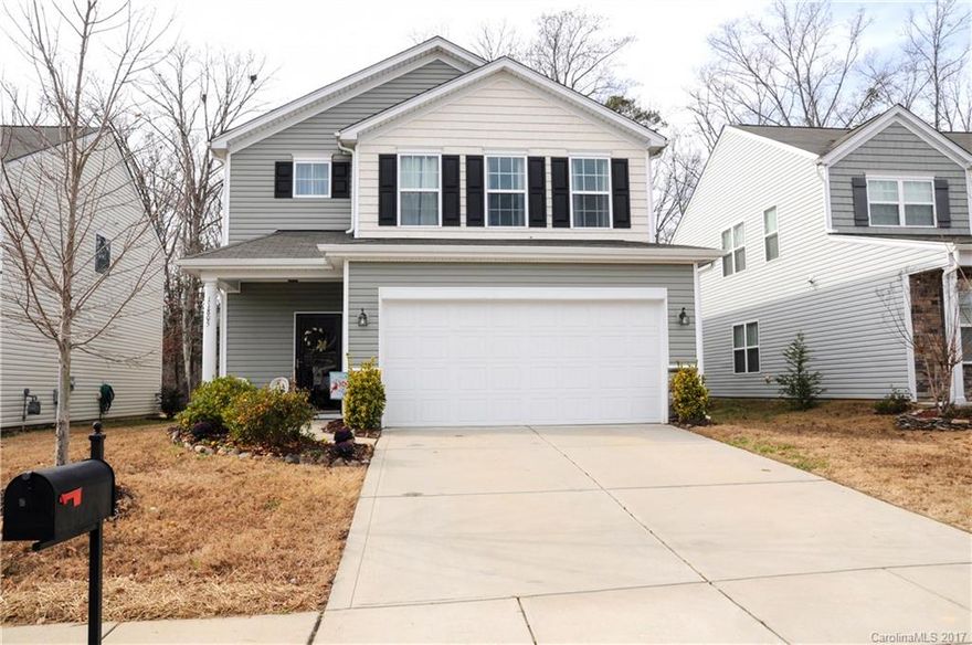 Excellent location. Just minutes from I-485. Beautiful 4BD, 3BA home. Laminate flooring all throughout main level. Huge master suite with walk-in closets and luxury deluxe bath. Secondary bedroom and full bath located on the main level. Large kitchen with granite counter tops and stainless steel appliances. Eat-in breakfast area. Formal dining room w/pass through. Spacious loft perfect for a playroom or media area. Level wooded backyard to give the privacy you need.  This home is a must see.