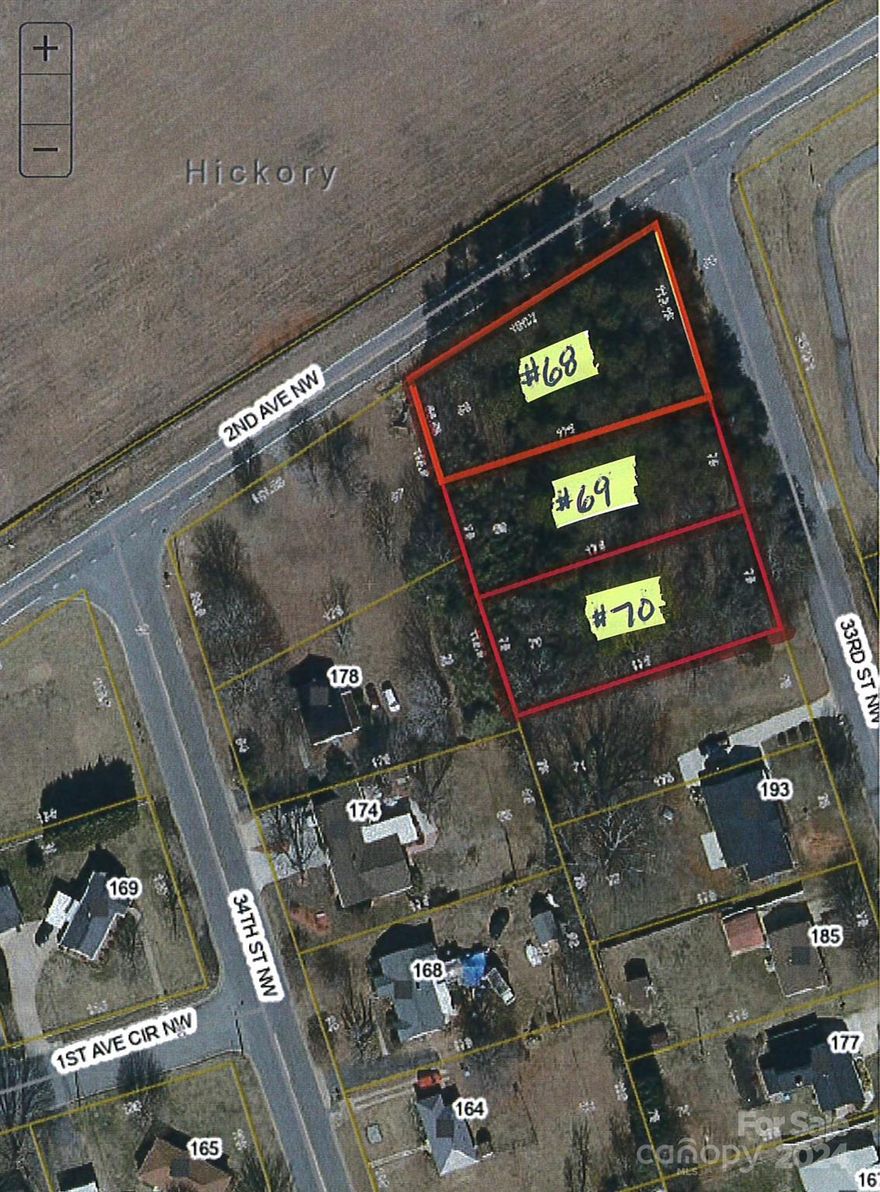 Great building opportunity on a total of approx. 0.96 ACRES! 3 lots being sold as 1 (lot #'s: #68, #69, and #70).   Zoned R-2 with Town of Longview--can be single family site built or modular. Public sewer is only available with LOT #70 (buyer must pay tap fee).  NO public sewer access with lots #68 & #69.  Public water IS available at street with all 3 lots (buyer must pay tap fee(s)). For more information or details about building requirements, zoning, min. sqftage, setbacks and more contact Town of Longview Charles Mullis 828.322.3921.  For more details about water/sewer contact Chris Eckard with Town of Longview 828.322.3921.  Across the street and very near the Hickory Airport.  Easy access to shopping, restaurants,  Hwy 321, Hwy 70 and more!
