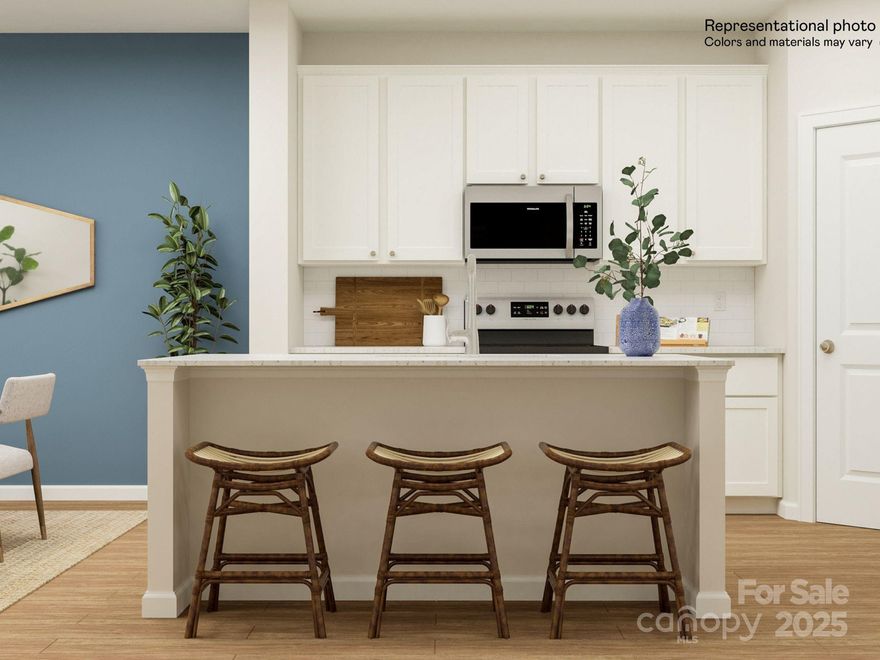 This two-story townhome showcases a contemporary design. The first floor features a formal living room for major entertaining, a casual family room for spur-of-the-moment gatherings, a breakfast nook for memorable meals and a kitchen for adventurous cooks. Upstairs, three bedrooms including the luxe owner’s suite are restful retreats. Plus, our signature Everything's Included program means you will get quartz or granite kitchen countertops, subway tile backsplash, ceramic tile, and luxury vinyl plank flooring at no extra cost! Elizabeth is a sought-after master-planned community located in the heart of Fort Mill, offering 7 collections of new homes. Future amenities include a swimming pool, clubhouse, fitness center, sport courts, playground, walking trails and more. This community offers close proximity to highly rated schools, dining and recreation, and it's conveniently located just 19 miles from uptown Charlotte.