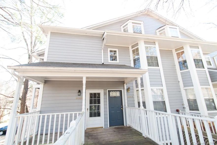 Beautiful! Move-in ready! Sweet front porch entrance. New paint. Laminate wood floors, vaulted great room w/fireplace and private balcony. Main level: Master bed w/walk in closet and private bath entrance, guest bed, kitchen w/appliances, breakfast nook, dining, and laundry. Lots of natural light! Upper level: 2nd Master bed with private bath, walk in closet and sitting area. (Owner leased this one for addt'l income) Shelved storage throughout! Investor's Dream! 10 mins from Uptown Charlotte.