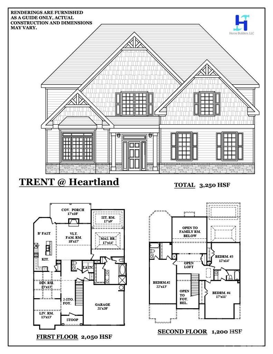 New Construction, New Neighborhood!  Heartland Acres is a 28 home community.  The Trent is a 4 bedroom, 3 full bath home with 3250 sq ft at the back of the neighborhood.  Tranquil views from the family room and patio.  Call or schedule your exclusive tour today.  Estimated completion is early 2025.