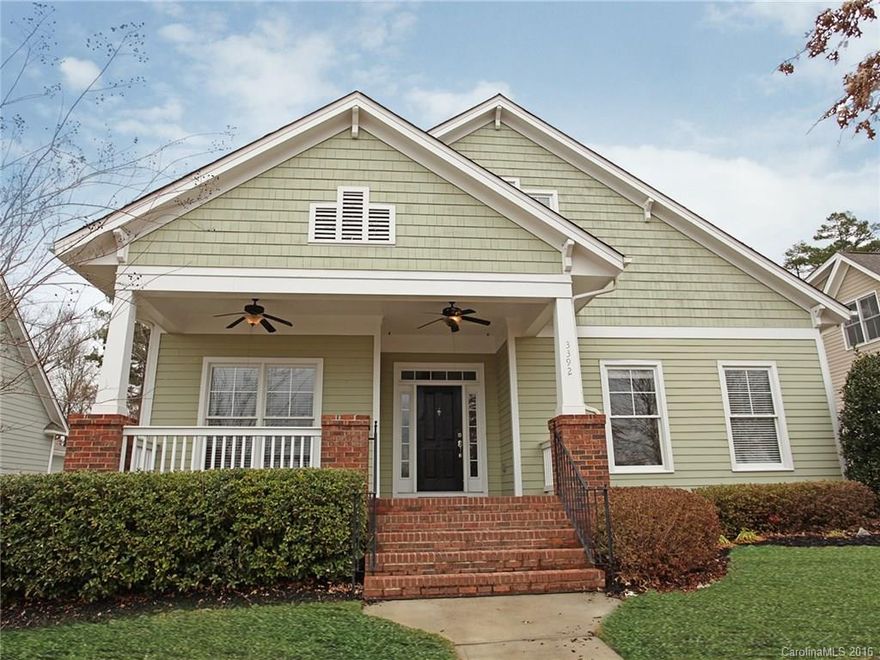 Southern Charm graces this open and flowing Beauty. Move-in ready: fresh paint, refinished hardwoods, new carpet, wood blinds. Charming Front Porch and Fenced Back Patio & Yard. Split floor plan with Master & Secondary Bedrooms on main. Guest/Teen Bedroom/Bonus with Bath on upper. Large Great Room with gas fireplace open Kitchen, perfect for entertaining! Elegant Master Suite with impressive bath & walk-in closet. Walking distance from the pool, parks, playgrounds, restaurants, shopping & more!