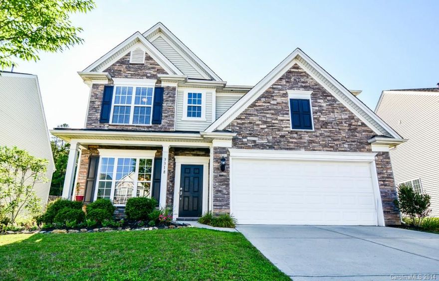 The Talbot plan is a desired plan in BelAir at Carolina Lakes. There are only a few in the neighborhood! Come see this one today. Crown molding in dining room, gourmet kitchen, TWO pantries in kitchen, custom backsplash, corian countertops, kitchen opens to great room, two story foyer, master bedroom with trey ceiling, large storage closet on main. Custom patio in backyard and wooded yard. Trash pickup is included in HOA dues.