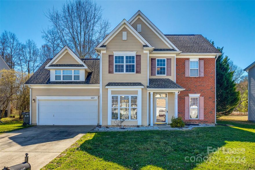 Beautiful 3 bedroom 2.5 bath in Mcdowell Place in South Charlotte! On the main a large dining room, Den/office, and kitchen featuring tons of cabinet and counter space, a pantry, and a breakfast area which opens to the large family room with a gas log fireplace. On the upper level, the primary bedroom has a tray ceiling, WIC, and en-suite bath with a double sink vanity, garden tub, and a separate shower. Two nice-sized secondary bedrooms with a full hall bath. The bonus/flex room would be great for a play, movie, or exercise room.  An extra large patio in the back opens off the family room to a large-level backyard. Pets conditional. **No Cats**