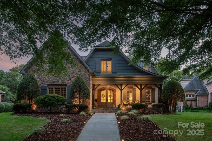 Tucked away in one of Charlotte's most coveted neighborhoods, this enchanting, CUSTOM 4 bedroom/5 bath home offers timeless charm and modern convenience. Mature trees and lush landscaping in the community create an atmosphere of privacy and tranquility - like stepping into a fairytale village. Thoughtfully crafted by a variety of custom builders makes each home in Highgrove unique to the others.  Step inside and enjoy the grand entrance from the double front doors to the SOARING two-story foyer adored with an exquisite staircase with wrought iron railings, and a statement chandelier.  Gleaming, re-finished HARDWOOD floors flow seamlessly through the main level.  Convenient first floor office, guest ensuite with full bath, and formal dining room. RENOVATED white kitchen features new quartz countertops, cabinets, double oven, hardware, stainless steel sink/appliances, light fixtures and backsplash. Second level owner's suite with additional sitting area, soaking tub, separate vanities, NEW lighting/hardware, and CUSTOM closet.Two secondary bedrooms with Jack and Jill bathroom, additional full bath, and bonus room complete the second floor. Enjoy the outdoors and the screened-in porch, stamped concrete patio, HOT TUB, privacy fence, and professional landscaping. THREE car side entry garage with plenty of storage! Located just minutes from shopping and dining, and a quick drive to Uptown. This property blends warmth, elegance, and character offering storybook charm and modern convenience in a setting like NO other in Charlotte.