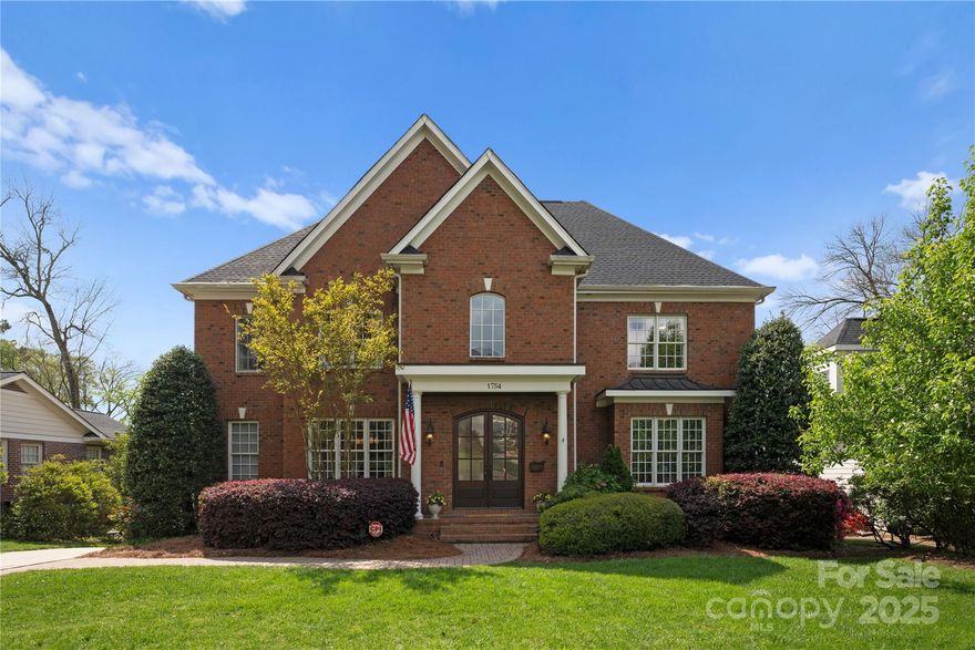 Stunning brick traditional home in the heart of Myers Park. Hardwoods, fresh paint in 2024, and high ceilings. Bright foyer, formal Dining room w/FP, formal living room opens to Great room w/built-ins & FP. Updated Kitchen w/quartzite counters, tile backsplash, eat in bar, dumbwaiter & dining area. Laundry/utility on Main. Large screened porch w/outdoor FP, perfect for entertaining! Study/6th Bed & guest suite w/en suite bath on main. 2nd level w/Primary suite, fireplace, walk in shower, dual vanities & soaking tub. Three additional beds and 3 full baths. Storage closet 2nd level plumbed for laundry. 3rd level w/Bonus space w/ FP, wet bar/ bev fridge, half bath, & walk in attic storage. Lower level with Rec space w/FP, exercise room with half bath and pet wash station. Walk out to flat fenced yard, with electric driveway gate. Front yard in-ground irrigation. 2 car attached garage and plenty of parking. New roof 2024 Gas generator installed 2023.