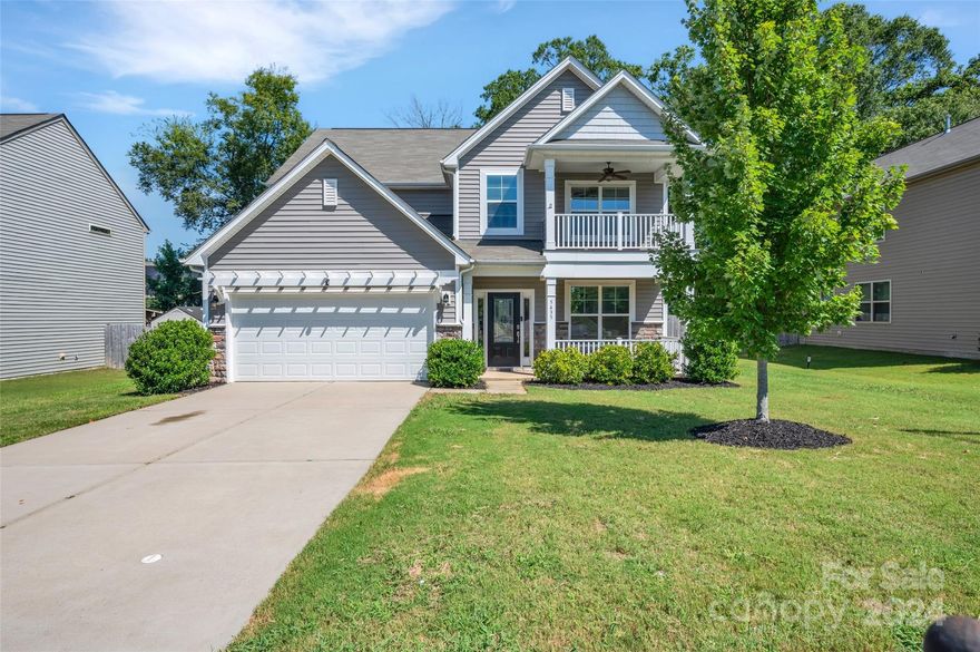 Great location in Steele Creek neighborhood. BEDROOM & full bath on MAIN! New Carpet, New Paint Aug 2024. Double front porches!  Main open floor plan: Foyer, Great Room, Dining/Office, Kitchen has Granite counters, White cabinets, Stainless appliances.  Refrigerator is French door style, 5 burner Gas Cooktop, Wall Oven & Microwave 2023, Dishwasher 2022, Washer 2022 & Dryer 2021 ALL included.  Breakfast area overlooks fenced backyard with patio. Upstairs: Primary Bedroom plus 2 Bedrooms, Full Bath with double sinks, Loft/Bonus Area with door to upper porch, Laundry located by the bedrooms.  Primary Bedroom with tray ceiling, Primary bath has walk in shower, garden tub, dual sinks, private water closet, & large walk in closet. Fenced level backyard, neighborhood has sidewalks.  Close to Berewick Town Center shopping & restaurants, CLT airport, McDowell Nature Preserve on Lake Wylie, Copperhead Island with boat ramp. Verify schools with CMS.Ready for new owners! Currently no HOA fee.