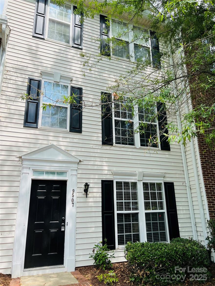 Discover your dream home in the desirable Blakeney Greens community, just steps away from shopping and dining. This stunning townhouse features gleaming hardwood floors on the welcoming lower level, complete with a versatile bedroom and full bath—perfect for guests or a home office. The spacious second floor boasts a huge family room that flows into the dining area, complemented by a well-equipped kitchen with all appliances, ample cabinet space, and a cozy breakfast area showcasing picturesque views of nature. Retreat to the third floor where the luxurious master suite offers a walk-in closet and an en-suite bath with a tub, shower, and dual sinks, along with an additional bedroom and full bath for family or guests. Enjoy the outdoor deck, ideal for relaxing or entertaining, and take advantage of community amenities including a pool, two playgrounds, and scenic walking trails,& located just minutes from excellent schools.