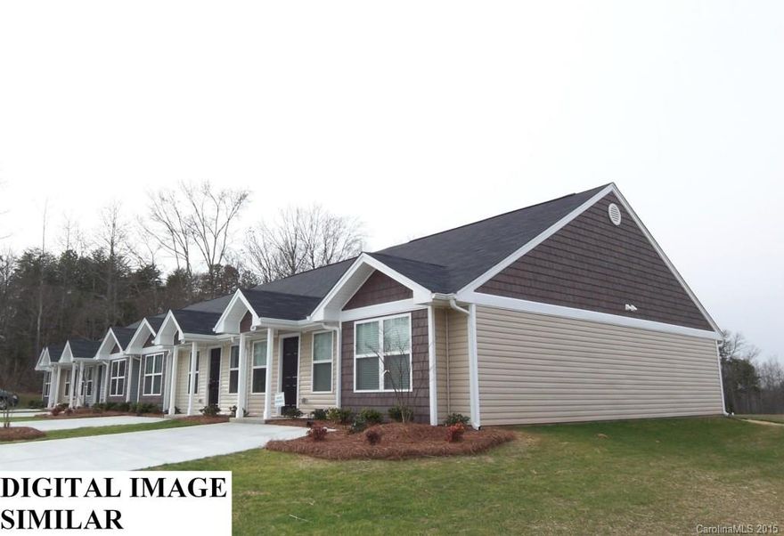 Brand new one level home under construction. Open plan with large great room, kitchen with eat at bar, master with private bath and large back patio. Easy carefree living! Enjoy your weekends and free time with no yard work or exterior maintenance. Pool coming soon. Great location just 5 miles to I-85, easy access to 485 and just minutes to Downtown Mt Holly, Belmont, Uptown Charlotte & airport. Why rent when you can own - quality built home with low monthly payments. 100% financing available.