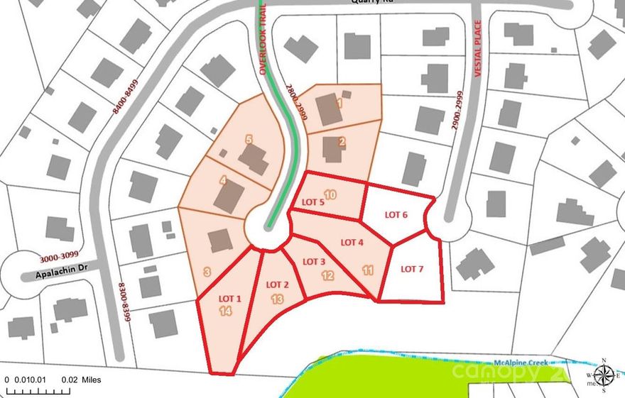Builders take note, single family or duplex lots . Just recently surveyed and released 6 cul-de-sac lots. This is 6 new lots in the neighborhood of Stoneridge. No found CCR's
 2 Lots on Vestal Place and 4 on Overlook Trail, Located just off of Idlewild Rd. Survey and soil test available. Several of the sites are basement lots. Water and Sewer taps fees will be required. Survey attached.
Address and parcel numbers are below.
2834 Overlook Trail 0.206 acres Tax Id- 16520218, Lot 2
2840 Overlook Trail 0.185 acres Tax Id- 16520217,Lot 3
2900 Overlook Trail 0.277 acres Tax Id- 16520216, Lot 4
2908 Overlook Trail 0.166 acres Tax Id- 16520215, Lot 5
2905 Vestal Place 0.199 acres Tax Id- 16520214, Lot 6
2901 Vestal Place 0.226 acres Tax Id- 15620213, Lot 7