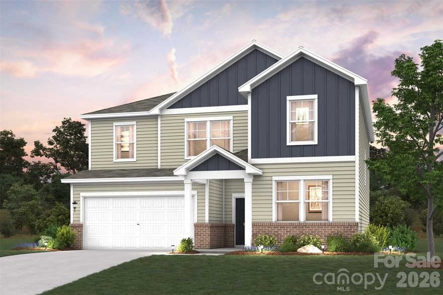 If you’re looking for houses for sale in Salisbury, NC, don’t look any further than Grants Landing! Featuring two stories of utility and comfort, the Raybun welcomes you to an inviting open-concept layout with a wide-open great room and a well-equipped kitchen—boasting a generous center island, a sizable walk-pantry and a cozy dining area. Other main-floor highlights include a versatile patio, a secluded secondary bedroom and a full hall bathroom. Upstairs, there are three gracious secondary bedrooms—sharing a full hall bath—plus a spacious loft and a convenient laundry room. Completing the second floor, a lavish owner’s suite showcases a roomy walk-in closet and a private bath with dual vanities and a walk-in shower. The community is located only four miles from central Salisbury, providing easy access to the essentials.