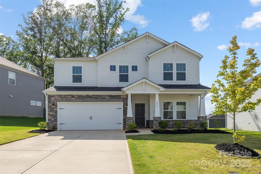 Beautiful 5BR, 3BA home in Belmont's sought-after Amberley neighborhood great for MULTIGENERATIONAL living! Main level guest suite w/ adjacent full bath for privacy and flexibility. Open-concept floor plan features spacious living room with gas fireplace and large dining area. Modern kitchen w/ granite counters, tile backsplash, gas range, island w/ sink & walk-in pantry. A bright office space finishes out the first floor and great for remote work. Upstairs includes a generous primary suite with ensuite bath, 3 additional bedrooms, full hall bath and a HUGE versatile loft. Yard is fully fenced with lush landscaping. Energy-efficient construction by Meritage Homes only 3 years young! Convenient to downtown Belmont, shopping, dining, Lake Wylie, and I-85 for an easy commute to Charlotte. This very well-maintained home is in a prime location so don’t miss it!
