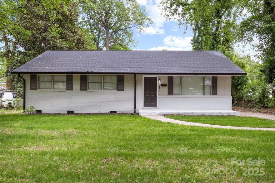 YOUR HOME AWAITS at 816 Echo Glen Rd!! This spacious 3 bed, 1.5 bath timeless brick ranch has been tastefully updated for its new owner. The home features three large bedrooms w/ ample space for living or work needs. A full bath w/ updated vanity & shower w/ tile surround connects directly to the primary bedroom, providing privacy, comfort, & convenience for the primary owner. The half bath can be accessed through the hall which connects the bedrooms/home, keeping life hassle-free & convenient when hosting guests. A few updates include new LVP throughout, new light fixtures, fresh paint, & new doors. The kitchen comes ready w/ new SS appliances, granite counters, cabinets, & a subway tile backsplash so every culinary endeavor is an adventure. The cleared backyard is a blank canvas awaiting your creativity & imagination. Located in a highly sought-after & continually developing area of Charlotte, don't miss the opportunity to book your showing & see all this home has to offer!!