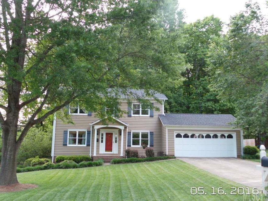 Quiet, Close in Neighborhood. Beautiful 2-Story home with Updated Kitchen in 2015, complete with all new cabinets with soft closure, granite counter tops, tiled backsplash, Tile floors, and new appliances. Hardwoods in Dining Room and Foyer/Hallway. 2-story Entrance Foyer.  Spacious Great Room with Masonry Fireplace. New Ventless Gas Logs. Powder Room with Tile flooring. Upstairs is the Master Suite. Master bath offers Dbl Vanities with Tile floors. Two other Spacious Bedrooms and Hall Full Bathroom. Exterior of home was painted in 2012 with a Sunshield Exterior. Fully fenced backyard with mature trees provide ample shade from the summer sun. Playset will remain. Large storage room built on backside of the garage with access from the backyard and inside the garage. Large deck recently stained. Beautiful lush green yard with nice landscaping. Double attached garage.