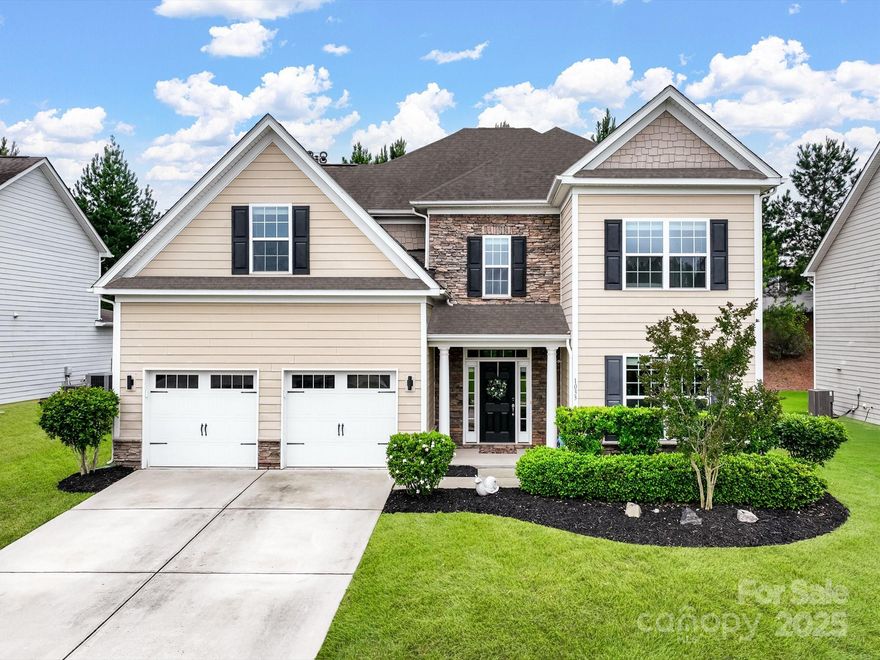 Located in the sought-after Walnut Creek community, this spacious 3-story home offers 6 bedrooms, 5.5 bathrooms and a backyard for entertaining. The main level features a primary suite complete with a garden tub, dual vanities, and a walk-in closet, perfect for guests or multigenerational living. You'll also find a large living room with gas fireplace, formal dining, an open kitchen with gas range and pantry, and the laundry room conveniently located on the main floor. Upstairs, the second primary suite offers a private retreat with a large walk-in shower, dual vanities, and a walk-in closet. Three additional bedrooms and two full baths complete the second level. The third floor features a sixth bedroom, full bath, and a spacious loft ideal for play, work, or media. Outdoor living shines with a new all-seasons room, covered patio, and fully fenced backyard. Enjoy access to resort-style amenities including pools, clubhouse, fitness center, tennis courts, playgrounds, and scenic trails.