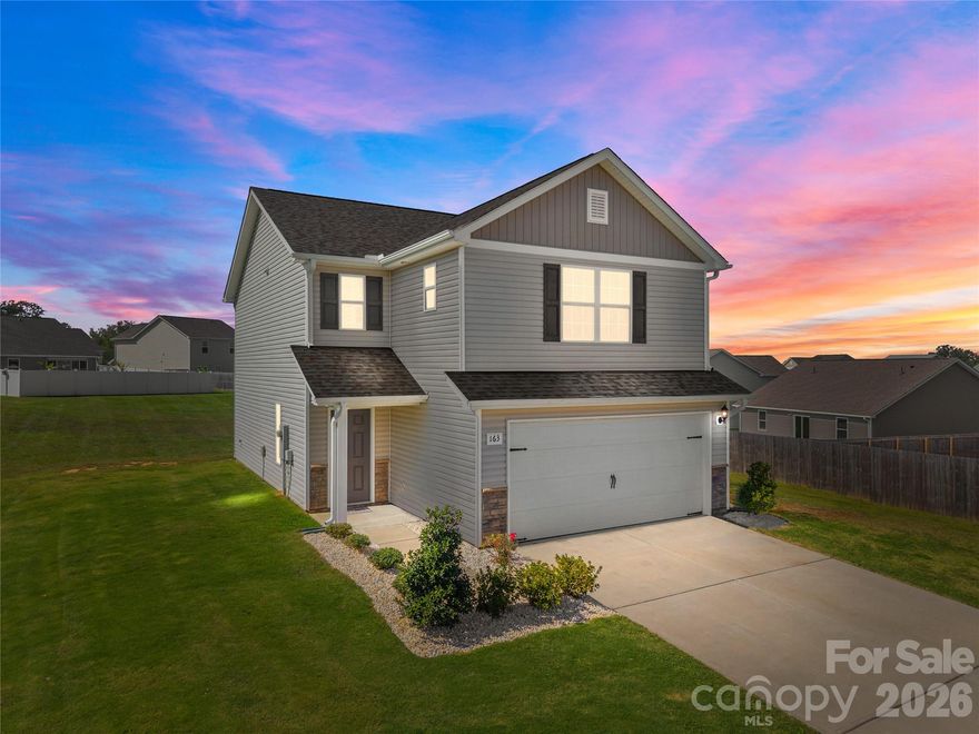 Welcome Home!
This beautifully maintained 3-bedroom, 2.5-bath residence sits on an over 1/2 acre private lot! Offering the comfort of a nearly new build with the feel of an established neighborhood. The open-concept layout feels bright and airy, featuring neutral carpeting, and an abundance of natural light throughout the main living area.

The kitchen will delight any home chef with its stainless-steel appliances, double oven range  and generous counter space. A large granite breakfast bar anchors the space, perfect for casual meals or entertaining guests.

Upstairs, the light-filled primary suite features vaulted ceilings, a walk-in closet, and a private ensuite bath. The split bedroom design provides added privacy, while the spacious secondary bedrooms offer excellent flexibility for guests, home office, or hobbies. 

Step outside to an oversized patio overlooking one of the neighborhood’s largest lots with great level usable yard space. It’s ideal for outdoor gatherings, play, or simply relaxing in your own backyard retreat. Close to downtown Kings mountain, shopping, dining, parks and only 2 miles from the Catawba Two Kings Casino! New roof and downspouts installed in 2025 after hail storm. Client loved the home but had to relocate due to work.