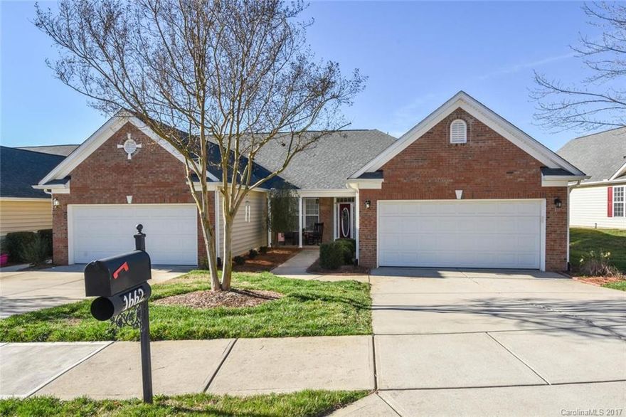 Beautiful upgraded home in desirable over 55 community. Hardwoods in entry hall and dining room. Kitchen features granite counter tops, tile back splash, stainless steel appliances. New HVAC in 2014. Master bedroom with two large walk in closets. Master bath has garden tub and separate shower. Large laundry room with counter top space. Retractable awning over back patio with remote control, sprinkler irrigation system, lawn maintenance. Convenient to shopping, I77 and hospital.