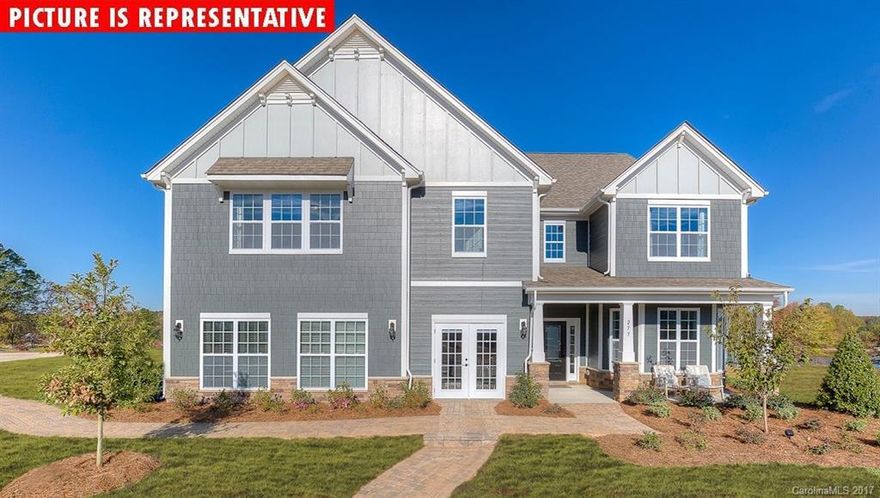 Beautiful Isabella plan with two story great room. Huge kitchen with butlers pantry adjoins the formal dining room with coffered ceiling.Master on first floor with separate laundry closet, spacious bath, large shower with semi frameless door.2nd floor features a loft area which is open to great room below. Jack and Jill bath adjoins secondary bedrooms, plus 2nd floor guest suite with private bath and walk in closet. Wooded views from covered back porch. Walking trails meander through linear park