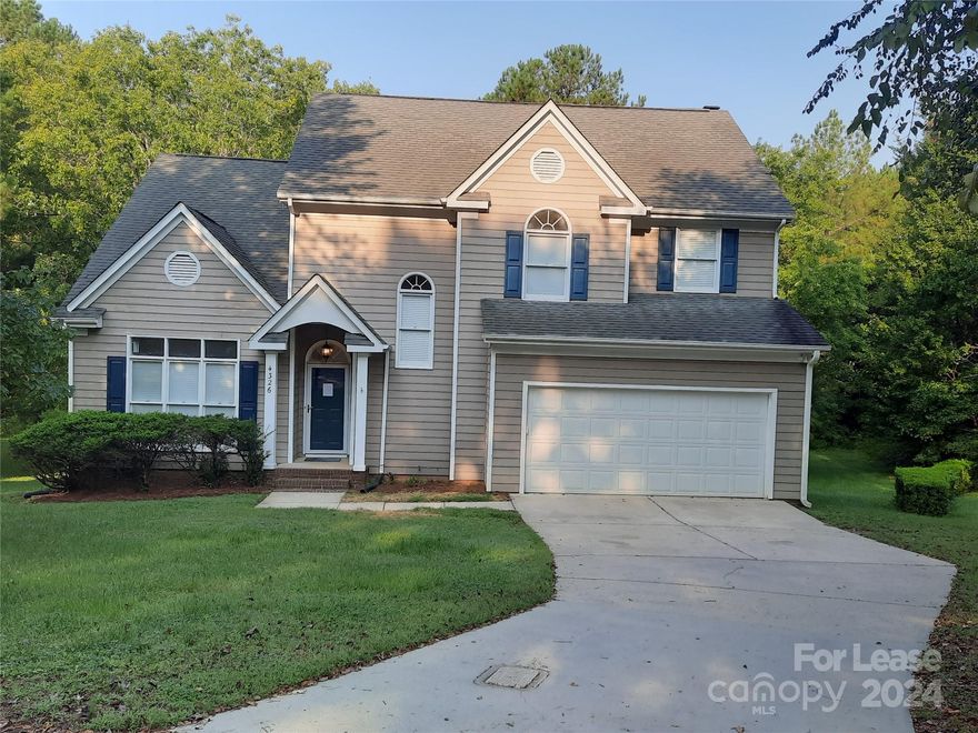 Location, Location, Location.  This is the one you have been waiting on. Home sets in the center of a cul-de-sac. Near shopping, schools and restaurants plus easy access to I-485. Ready for a new occupant. Home offers loads of natural light.  4 bedrooms, 2 and 1/2 baths with a two car garage.  Formal Living Room and Dining Room plus a family room.  Open Kitchen with new countertops. Breakfast area over looks the Family room.  Family room features a fireplace. The room has lots of natural light with a wonderful view of the backyard. All bedrooms are upstairs. Primary bedroom has a tray ceiling with ensuite featuring separate tub and shower. Primary closet is Walk-in. Three good size secondary bedrooms. Oversize two level deck in back which over looks large backyard.  Home is located next to the Mallard Creek Greenway great for walking, biking or a chance to enjoy nature. Great place to call home.