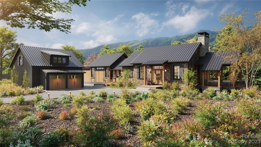 Nestled in the Blue Ridge Mountains, this exceptional home, currently under construction by Historical Concepts architects, harmoniously blends elegance with tranquility. The open floor plan, graced with white oak flooring, creates a contemporary living space, seamlessly connecting communal areas. The kitchen marries modernity with bespoke design, featuring Wolf and Sub-Zero appliances, custom cabinetry, and stone countertops. Indoors, a grand fireplace and its outdoor counterpart set the stage for memorable evenings under the stars. Elevating outdoor living, heated porches and decks invite year-round enjoyment of the stunning mountain landscape. Landscaped with native plants, the surroundings seamlessly merge with the home's contemporary aesthetic. The expansive master suite provides a peaceful retreat, complemented by two lower-level bedrooms and a bunk room. Above the detached two-car garage, a private guest suite ensures a comfortable and secluded space for visitors.