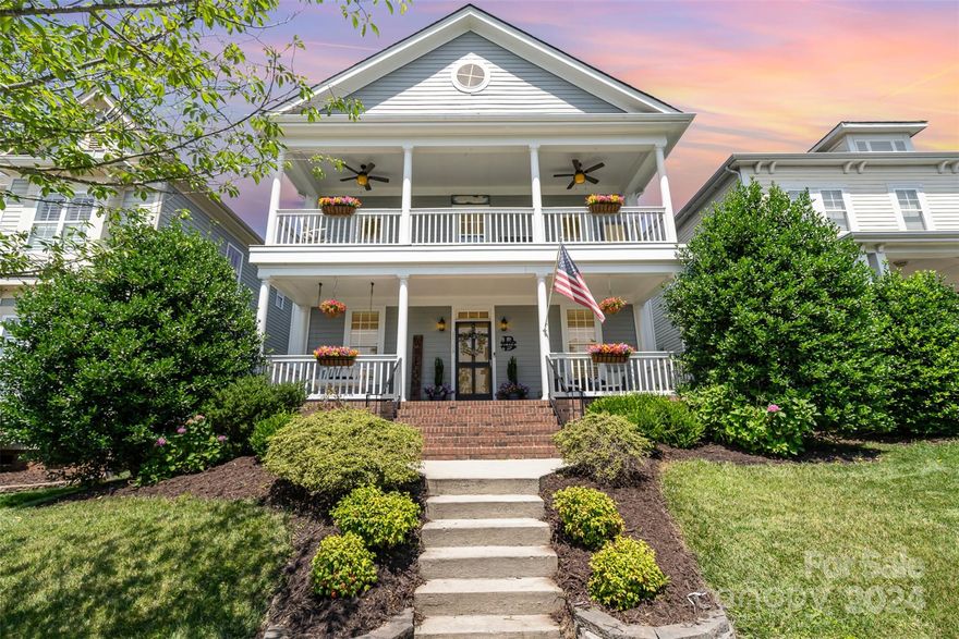 CALLING FOR HIGHEST AND BEST by 11:00 AM 6/12! Step into the embrace of a charming 4-bedroom, 3.1-bath Charleston-style home in the coveted Skybrook community. Twin front porches beckon relaxation & gatherings. Hardwood floors & elegant moldings grace the open main level, where a well-appointed white kitchen with granite, tile backsplash, and stainless appliances seamlessly connects to a family room with a gas fireplace.  Upstairs, the primary suite, with hardwood floors & a tray ceiling, offers a private sanctuary featuring double vanities, a garden tub, a shower, and a custom walk-in closet. Three additional spacious bedrooms featuring brand new carpet, generous closet space, & two full baths, including a Jack & Jill, complete the upper level.  Outside, a deck & patio overlook a fenced yard, providing a tranquil retreat. 2-car garage and additional driveway parking large enough for an SUV.  Top-rated CABARRUS COUNTY schools!