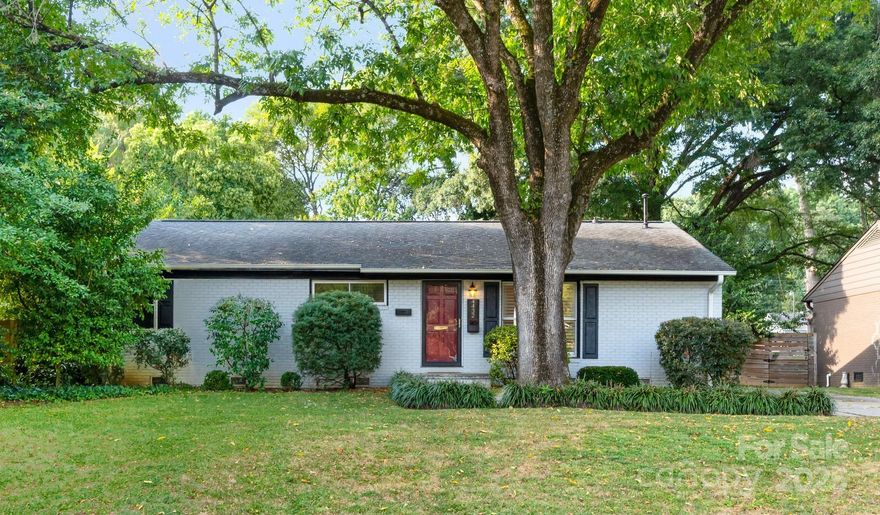 Price reduced-Great opportunity to live in South Charlotte! 
Beautifully updated 3-bedroom ranch in the sought-after Collingwood neighborhood near Collins Park! This home showcases fresh interior paint, updated bathroom fixtures, plantation shutters throughout, newer kitchen appliances, and two living spaces including a formal living room in the front of the home and a den with fireplace in the back. Outside you'll enjoy a spacious patio,  fenced backyard with new privacy fence, fire pit and a shed thoughtfully converted into a stylish bar and entertaining space with electricity.  There is a 2nd shed for extra storage and a side storage room attached to the home. Additional highlights include a newer HVAC (2021), fully updated electrical system and no HOA restrictions. Professional foundation stabilization completed in 2024 with transferable warranty. 
Ideally located just one block from Collins Park with tennis courts, playground, walking track, outdoor fitness equipment, and pavilion. Enjoy the convenience of being minutes from Uptown, South End, LoSo, Dilworth, Montford, and Park Road Shopping Center!