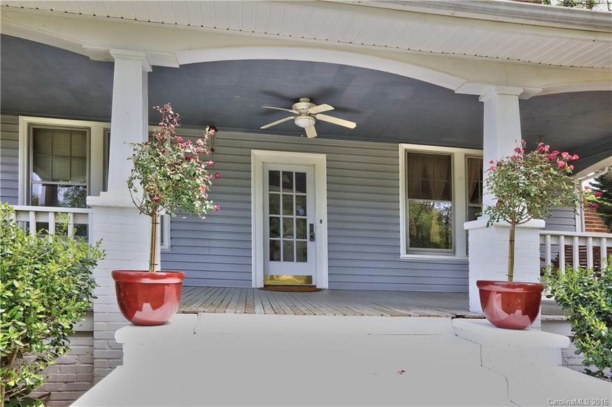 Beautiful lot with large trees. Large front porch, Living Room with fireplace with French doors that lead to Dining Room. Great room with office, playroom or study with built in shelving. Hardwoods Large detached garage. It only has one garage door plus walk in but seller said he had 3 cars in at one time. fenced backyard.  Lots of character