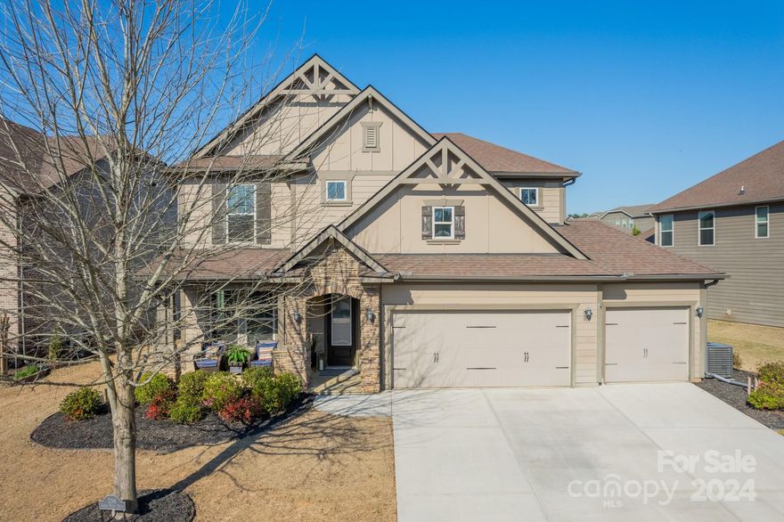 MULTIPLE OFFERS RECEIVED - offer deadline 10:00 PM 3/23 with decision on 3/24. The open floor plan of this east facing home is bright & full of light! This home boasts new high-end lighting throughout main level & fresh interior paint. Upon entering find a private office with French doors (can also be dining room). Continue to the beautifully updated chef’s kitchen with white cabinets, new cabinet hardware, new tile backsplash, oversized island, granite countertops, double ovens, large single-basin sink, 5-burner gas cooktop with exterior vented exhaust fan. The kitchen also features an oversized walk-in pantry & custom wine/bar room.  Spacious primary bedroom suite on main level with custom closet & shoe closet. Upstairs find a large loft (partial walls closed in without permit – see disclosures), 4 bedrooms with walk-in closets & a full bathroom with double sinks. Large fenced back yard ready for a pool and/or outdoor living setup! Owner is SC & NC Realtor. Home warranty included.