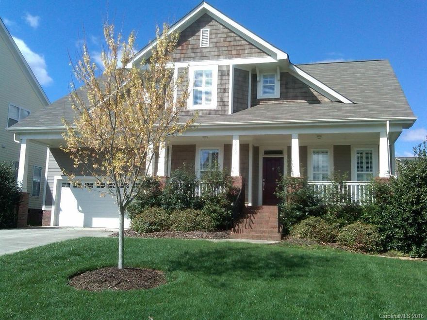 A rocking chair front porch welcomes all to this gorgeous 2-story home. Floor plan includes MBR down and 4 BRs up with 2 Jack-&-Jill BAs. Other features include hardwoods down, granite counters & SS appliances in the kitchen, an irrigation system, deck, security system and surround sound in the 2-story family room. Located between Huntersville & Concord, short drive to golf, parks, the Speedway & shopping & dining. Close to schools. Easy access to I-485 & I-85.