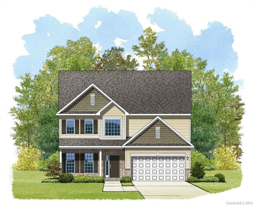 Brand New w/warranties. Lux Kit w/castled cabinets, granite countertops! Wrap-around bar top opens to brkfast & family rm w/firepl, 9ft ceilings, crown molding. Formal dining has columns and wainscot mold.  BR/BA on main floor. Two BR’s, loft + lg laundry rm+master w/tray ceiling on 2nd flr.