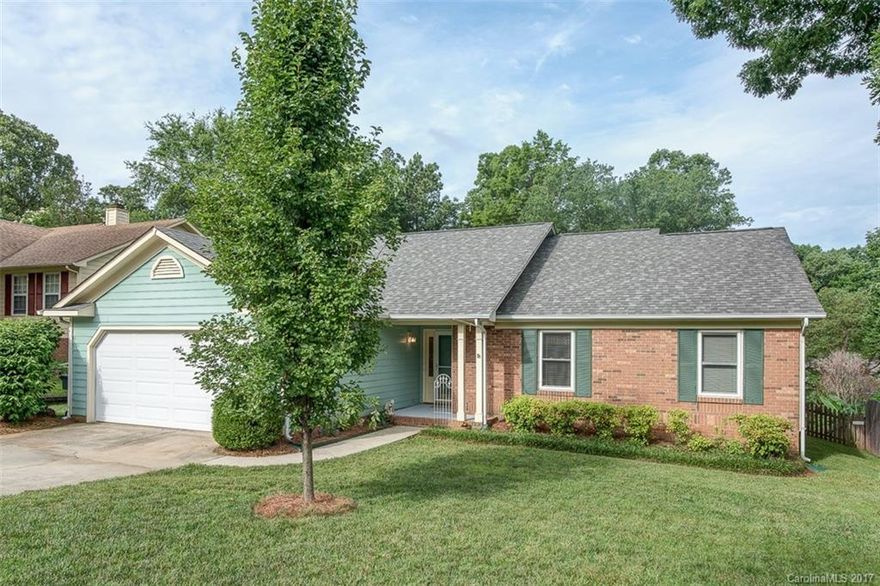 Remarkable ranch home w/ spacious open floor plan, stained glass windows, cozy window seat, pantry & french doors leading to the screened in porch. Easy to entertain or relax in great room w/fireplace overlooking peaceful fenced-in backyard. Elegant master suite w/walk-in closet. Wood floors throughout most of home and easily accessible to uptown, Hwy 74 and I-485. Great cul-de-sac location on quiet street close to schools! Schedule a showing quick. A home is this great condition will sell FAST!