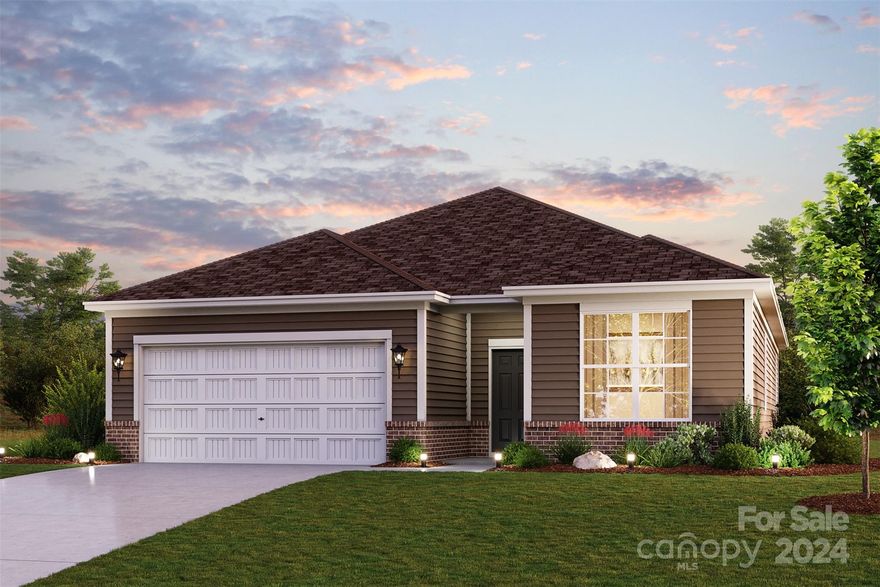 This single story ranch Oakleigh plan offers a thoughtful open-concept layout. A generous kitchen with a center island and corner pantry overlooks an elegant dining area and generous great room. A spacious primary suite features a roomy walk-in closet and an attached bath with a separate tub and shower. Toward the front of the home, the foyer leads to three secondary bathrooms that share a full hall bath.