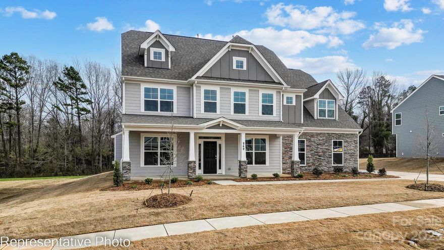 NEW luxury home in Huntersville! Choose your own design features for this 5-bedroom/4 bath Roanoke plan boasts over 3,600 SF. The main level includes a guest suite with a full bath, a designer kitchen with upgraded cabinets, a dining room with tray ceiling, a family room with a gas fireplace, and a study with a faux coffered ceiling and French doors. The beautiful kitchen features granite counters, a tile backsplash and stainless appliances including a gas range, microwave and dishwasher. The second floor has 4 bedrooms including the primary suite, as well as a spacious loft. Enjoy the outdoors on the rear covered porch or paver patio with firepit and seating wall. Ask about the SMART HOME features included in this home. Community amenities include a pool, cabana, and playground. Onsite New Home Specialist can provide guidance regarding estimated completion dates, however, any dates provided are subject to change.