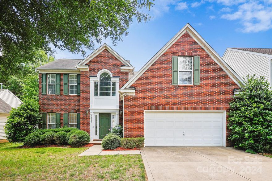 A very desirable Full Brick Front Elevation 2 Story Home with the Primary Bedroom on the Main. Just painted  bright white color through the interior giving the home a clean and bright look. An attractive, spacious kitchen featuring stainless steel appliances , oak cabinets and formica counter tops. with a breakfast bar. Large family room with cathedral ceilings and accented with a gas log fireplace. Large primary full bath with dual sinks, separate shower and garden bath tub.Two bedrooms upstairs with a bonus room that could double as a fourth bedroom. The back patio has a large awning to cover the sun opening the rear for outdoor entertaining. Thus a  large home with ideal setting and beautiful interior to entice a buyer