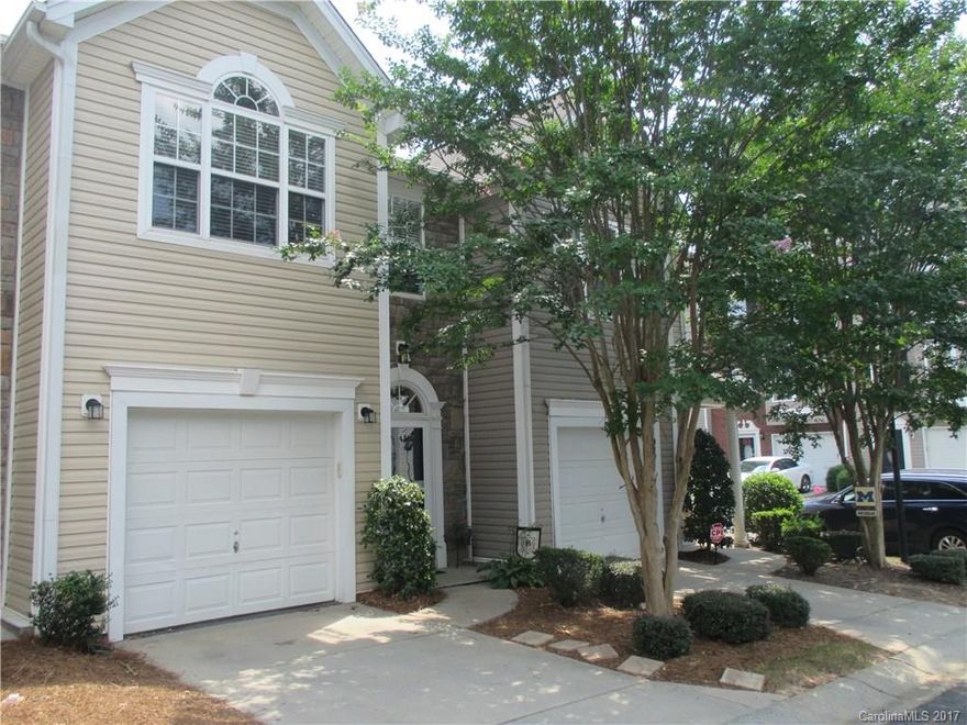 Great location, ready to move in condition with popular open floor plan.  This 2 bdrm, 2 bath townhome has pre finished hardwoods on the main with granite counter tops and stainless appliances. Large bedrooms upstairs with walk in closets and private baths.  Perfect set up for a roommate situation. Private back patio with flowering bushes and trees.  Close to I77 and Grocery stores and Dining !!! Excellent location. This will not last long. Nothing to do but move in