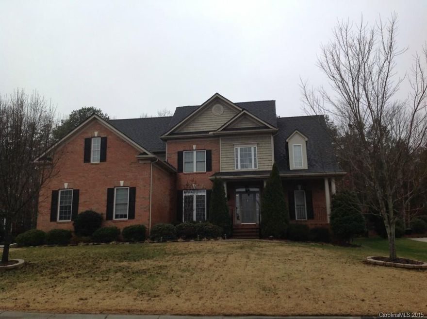 This is a potential short sale property. The floor plan is amazing with master & an additional bedroom down. Upstairs boasts 2 more bedrooms & a bonus room/5th bedroom. House backs up to a wooded green space, w/great privacy. Home is in need of new flooring & paint but it is in great condition, overall. The location is in one of the most desirable golf course communities, less than 5 minutes to 485. This home is a great value but you need to be prepared for a delayed response from the bank.