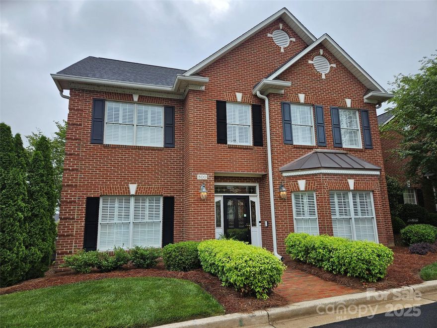 This lovely home in Warrington Place shows like a model home. Hardwood floors, plantation shutters, a designer kitchen and so much more. The sunroom is enclosed with it's own HVAC system so you can enjoy year round. Large primary bedroom on the first floor, secondary bedrooms upstairs. This gated community is private with easy access to shopping, restaurants and I-77.