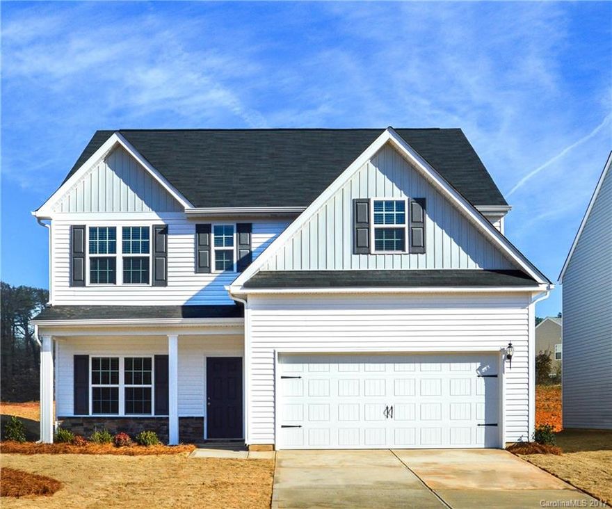 Extra flex space on main level for Formal Space, Play room or Office.  Large Family room open to Kitchen, complete with all Kitchen Appliances, Granite Counters and Bar Top, Eat in Kitchen.  Over-sized upstairs Laundry Room, Large Bedrooms with Spacious Closets, beautiful Master Bedroom Suite. Enjoy Walking Trails, 7 miles of Mountain Biking Trails leading into the adjacent George Poston County Park. Exterior photo shown of example elevation.