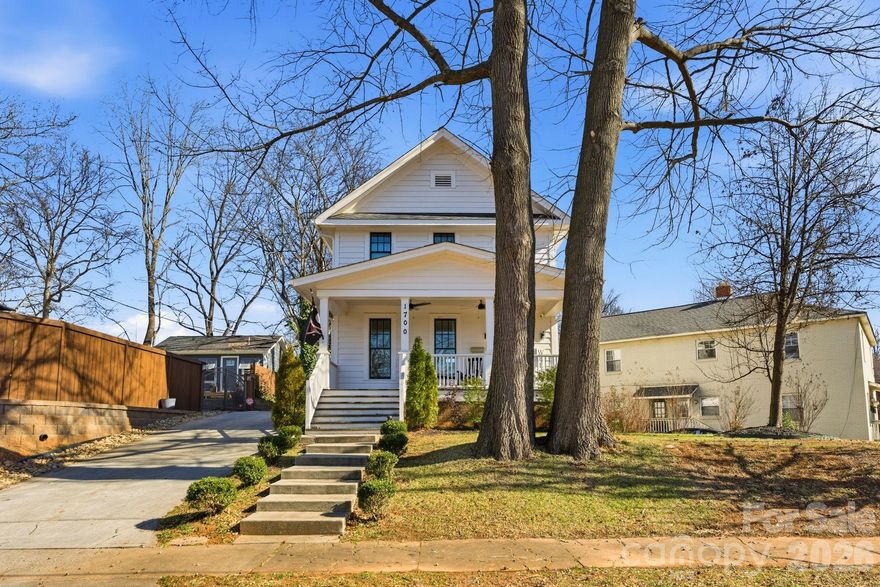 Prime location! Just 5 minutes from Uptown, this newer 3BR/2.5BA home (built 2020) is located in the highly desirable Wesley Heights historic district with skyline views.  Just .2 miles from the home, a paved greenway extends miles through the heart of Charlotte; connecting you to the Panthers stadium for games and concerts, Frazier Dog Park that comprises soccer fields, tennis and basketball courts, and pickleball courts at MLK park. Enjoy walkable access to popular restaurants, coffee shops, and bars such as Pizza Baby, Not Just Coffee, and Town Brewing, along with a Michelin star restaurant just around the corner. If you are looking for a location that has seen tremendous growth, you've come to the right house. 

Enjoy a welcoming large front porch, rear deck, and extended driveway for extra parking. The open floor plan features 9’ ceilings, abundant natural light, and designer finishes throughout. Kitchen highlights include extra tall white shaker cabinets with soft-close hinges, white quartz countertops, black leather-finished granite island, stainless steel appliances, and modern hood vent. Built-in double desk office space, warm white oak hardwoods on main level, premium carpet upstairs, and custom bath vanities. Don’t miss this rare opportunity to live in one of Charlotte's most vibrant areas.