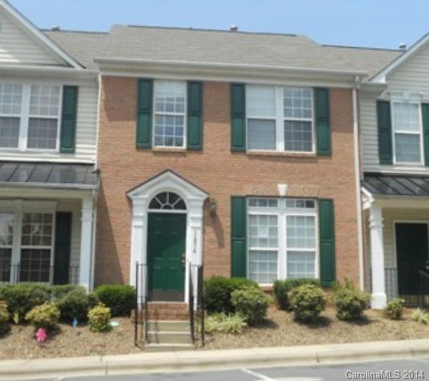 Beautiful two story townhome with an elegant brick front and private back patio. The master bedroom has a trey ceiling. Master bathroom has double sinks and lots of counter space. Dining Area is bright with double windows and paladium window over front entrance.  Light Oak cabinets in kitchen and wood railings on stairway. The location in Steele Creek is just minutes from the 485 Charlotte Bypass and just up the street from Rivergate Shopping Center.