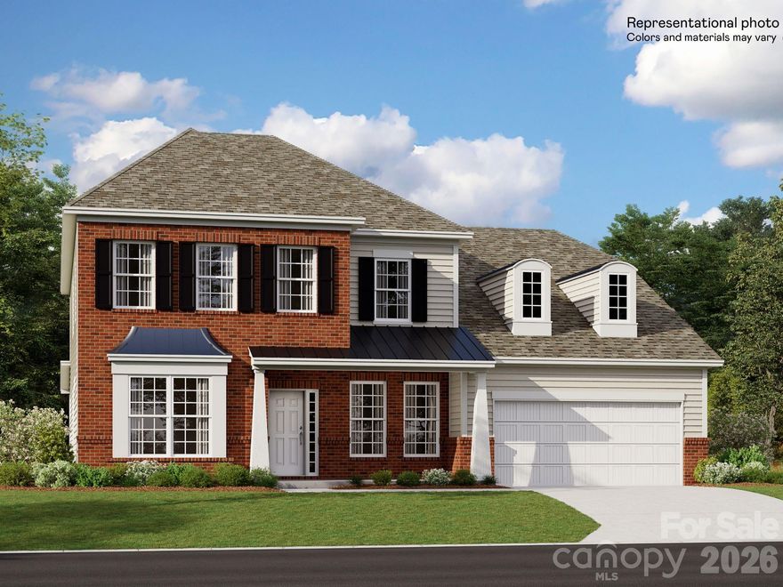 Final opportunity in Phase 1 of Harris Mill, this spacious home features a large open floorplan designed for modern living on a private homesite with no neighbors behind. Highlights include a gourmet kitchen, a cozy fireplace with built-in cabinets, and a primary suite conveniently located on the main floor, along with a guest bedroom. Upstairs, you’ll find three additional bedrooms, a generous bonus room, and a versatile loft space. Enjoy relaxing on the welcoming front porch or the screened back patio. Ideally situated near Ballantyne and Waxhaw, this home also offers easy access to the new Costco and Target in Indian Land. This home just started construction and has a target of an August completion.  Currently the home is in framing stage of construction.