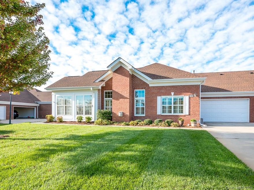 More time to relax when you move into this maintenance-free patio home. Quiet & secluded neighborhood. Large eat-in kitchen w tons of counter space & extra cabinet storage space! Pull out shelving in Kitchen & bath cabinets. Under cabinet lighting. Spacious DR convenient to kitchen. Oversized Master Suite w sitting area. Relax in the Sunroom with high ceilings & large windows. Popular Plantation shutters. Built in storage in garage. Minutes from shopping, restaurants & more in downtown Matthews.