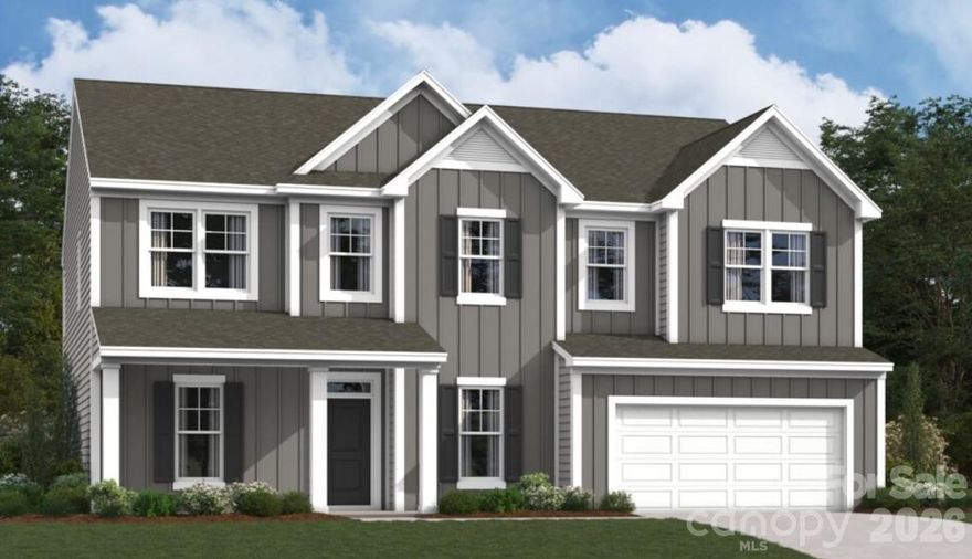 Welcome to The Dickinson located in the new community of Amber Glen in Locust! From the exterior, you'll notice the garage has been extended to include a carriage garage, perfect for an extra workspace or for guests to have a secure place to park. Walking in from the front covered porch you are greeted with a warm and inviting 2-story foyer. Just off the foyer is a private study with glass paned French doors and a formal dining room. The home will open up into your family room, kitchen and breakfast area. The spacious family room has an electric linear fireplace that is color changing to fit any mood or occasion. The kitchen is fit for a chef, featuring stainless steel appliances, a gas cooktop with an overhead exhaust hood, wall oven and kitchen island. You'll notice throughout the main areas  of this level has been finished with easily maintainable EVP flooring to make cleaning a breeze. Through the atrium door you'll find an extended covered porch, perfect for entertaining or enjoying a morning coffee. Finishing this level is a main level guest suite with its own private bathroom to allow plenty of privacy for guests. Upstairs you'll be greeted with a spacious loft for an extra area to entertain. There are three additional bedrooms, all with walk-in closets and one with its own private bathroom. The shared secondary bedroom is conveniently located for easy access and has a dual vanity and seperated toilet and showering area to allow everyone privacy and comfort. The laundry room has been completed with overhead cabinets that elevates the space and provides maximum storage and organization. Walking into the Owner's suite you will instantly feel like royalty. Featuring a tray ceiling, LED lighting and plenty of space for furniture, you may find it difficult to get up in the mornings. The large walk-in closet is sure to accomodate any size wardrobe. Finally, the en-suite will feel like walking into a spa, with a dual vanity, tiled shower and private toilet area, everyone will have plenty of space and privacy to get ready in the mornings. Welcome to your new home!